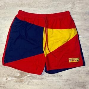Vintage Mcgregor Red Navy Yellow Color-block  90s Swim Trunks